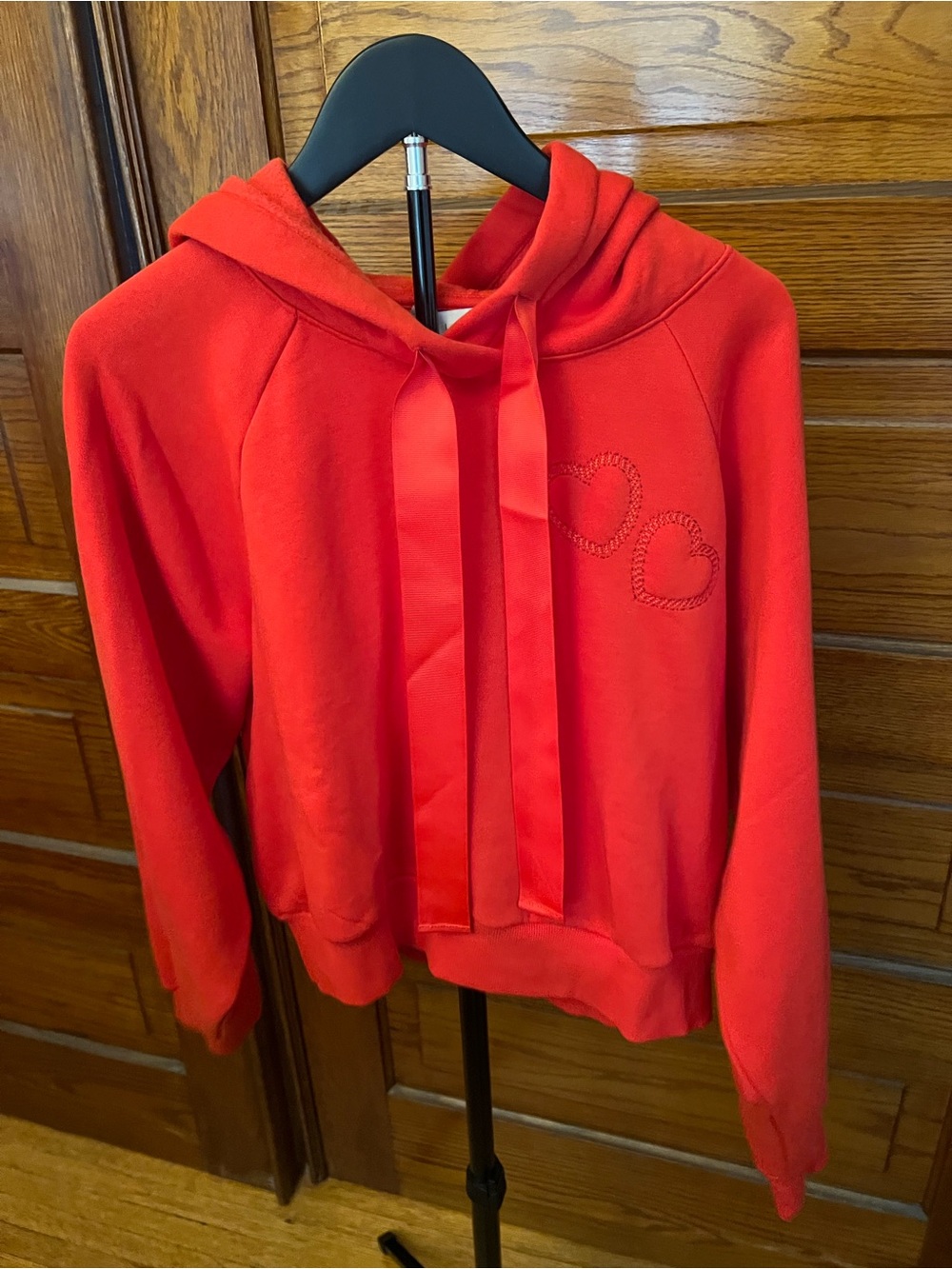 LOFT Red Hooded Women's Sweatshirt with Heart Detail Croppish